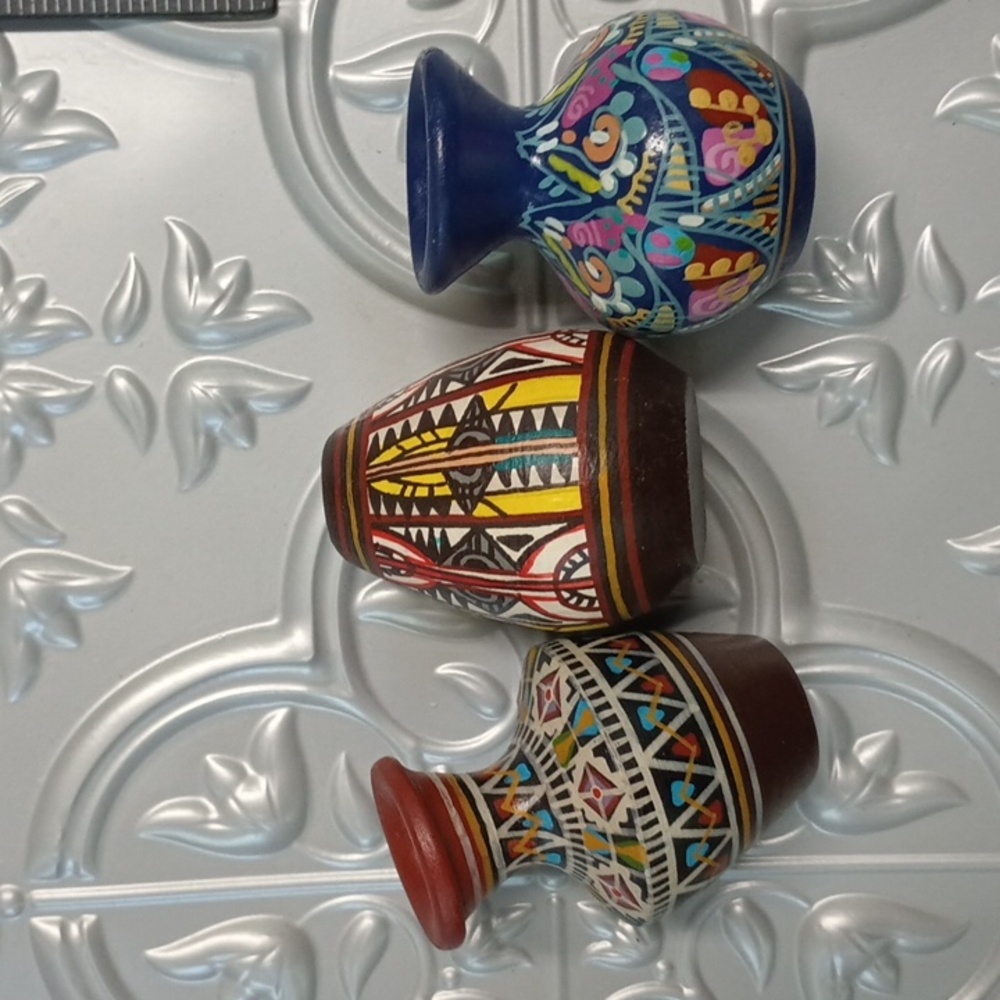 Lot Of 3- Set Of Colorful Mini Vases